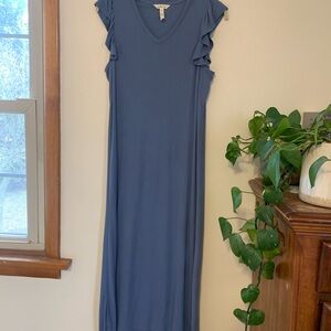 Matilda Jane flounce Sleeve V-Neck Maxi Dress - Slate Blue